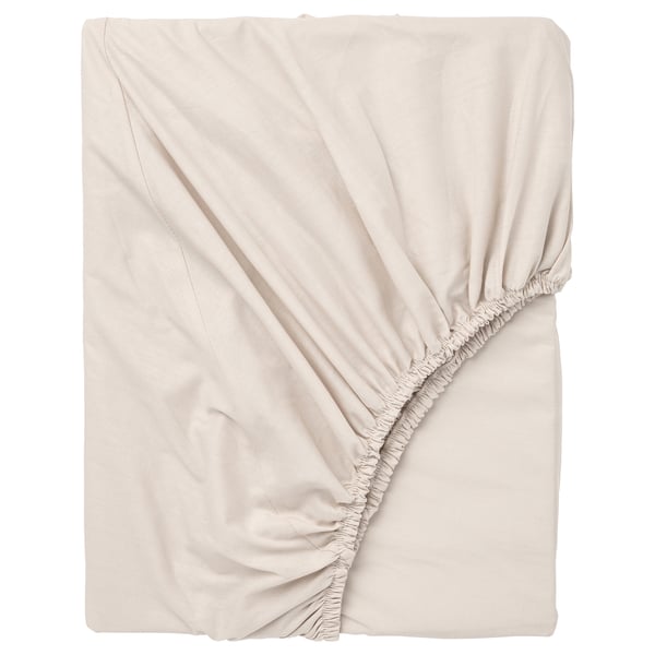 DVALA fitted sheet, beige, 120x200 cm