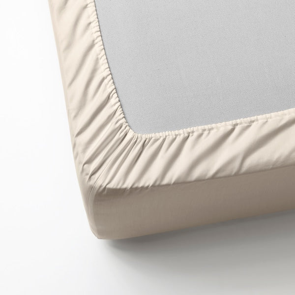 DVALA fitted sheet, beige, 120x200 cm