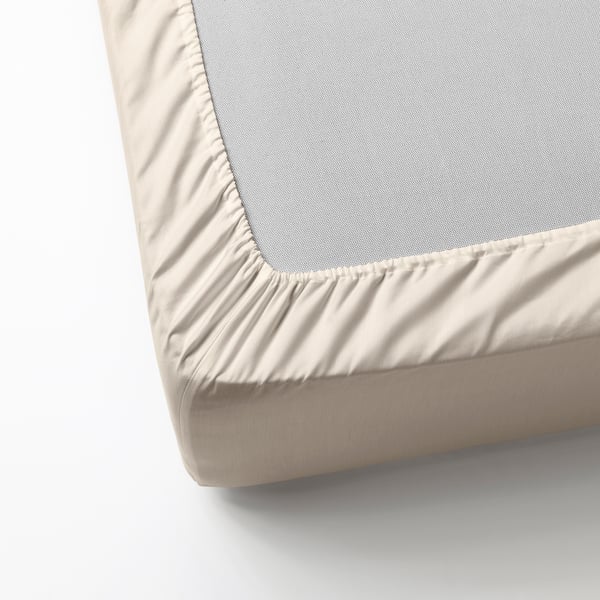 DVALA fitted sheet, beige, 140x200 cm