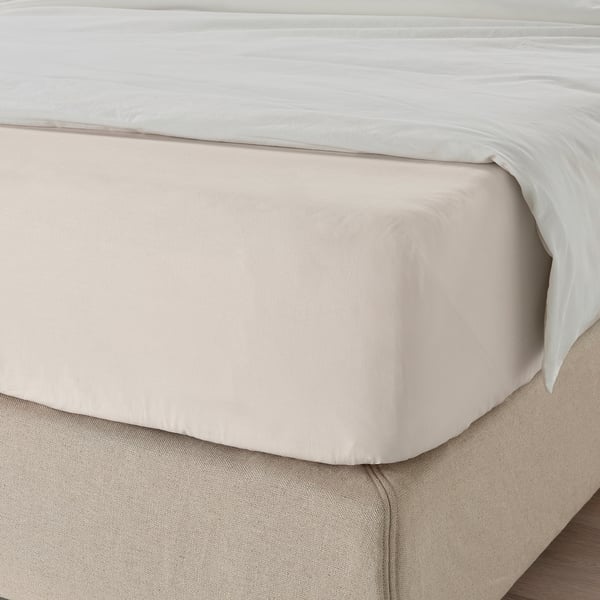 DVALA fitted sheet, beige, 160x200 cm