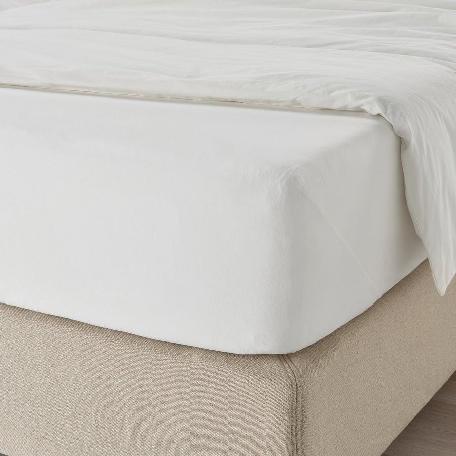 DVALA fitted sheet, white, 140x200 cm