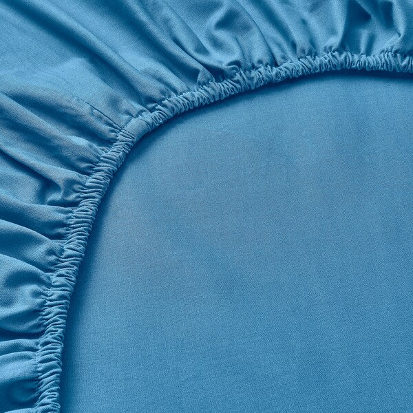 DVALA - Sheet with corners, blue,160x200 cm