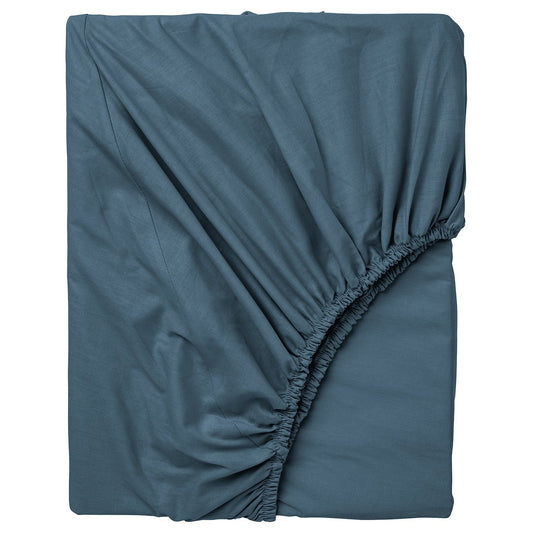 DVALA fitted sheet, blue, 160x200 cm