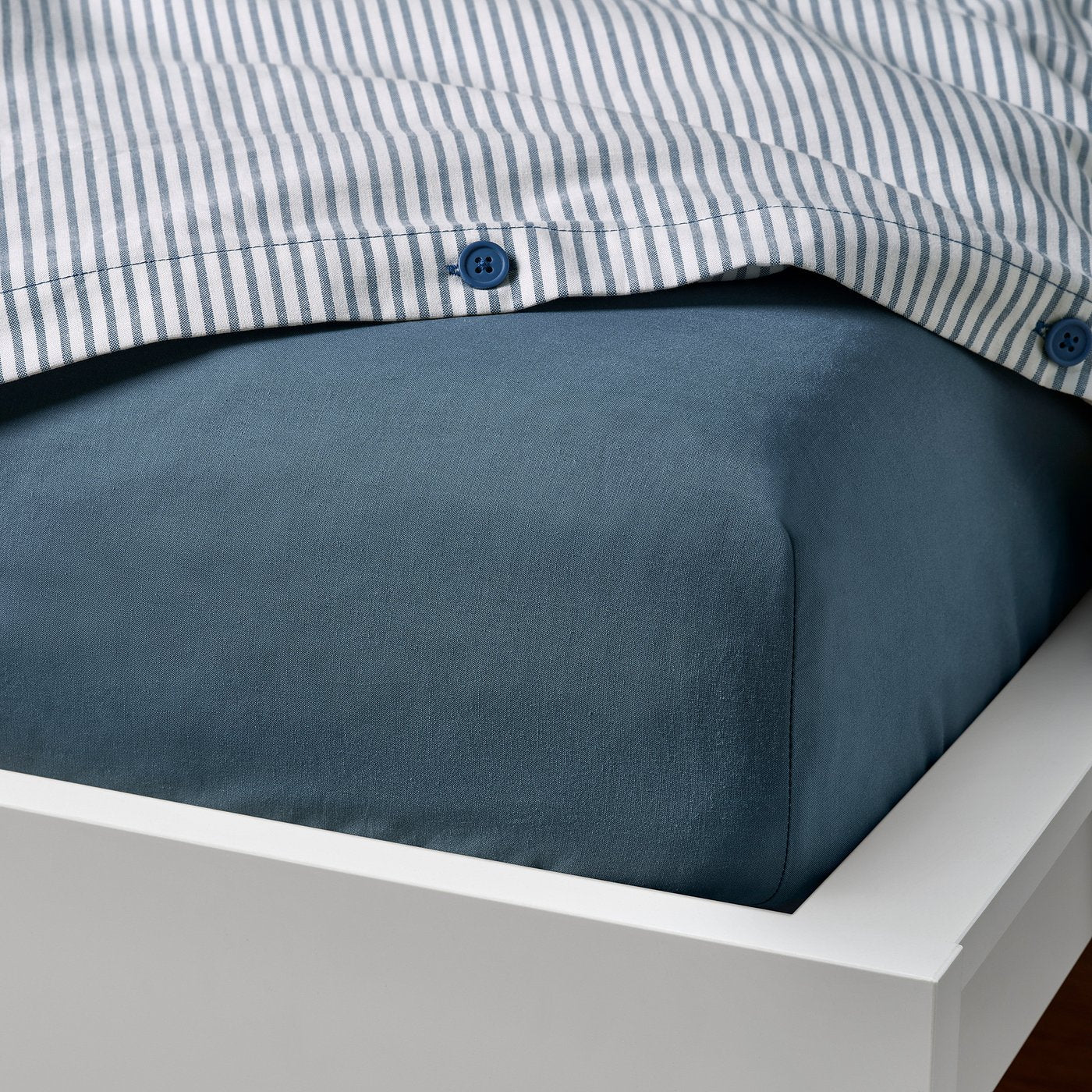 DVALA fitted sheet, blue, 140x200 cm