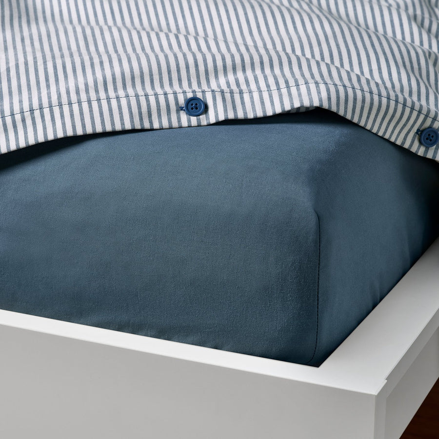 DVALA fitted sheet, blue, 90x200 cm