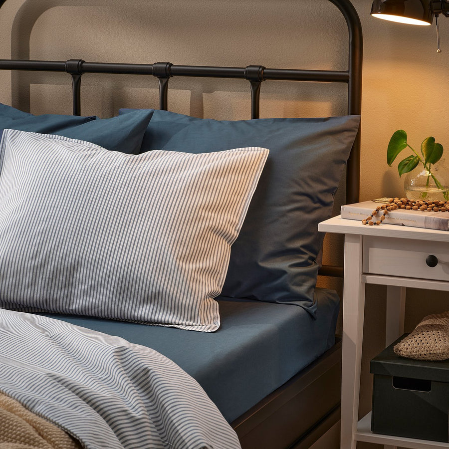 DVALA fitted sheet, blue, 140x200 cm