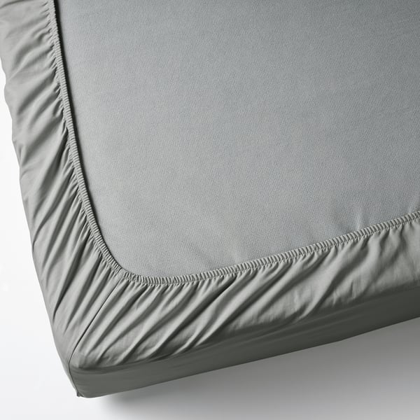 DVALA fitted sheet, light grey, 160x200 cm