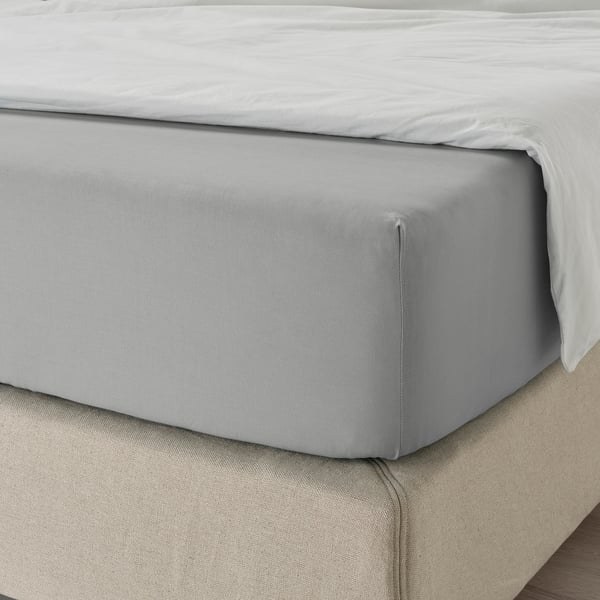 DVALA Sheet with corners - light grey 160x200 cm