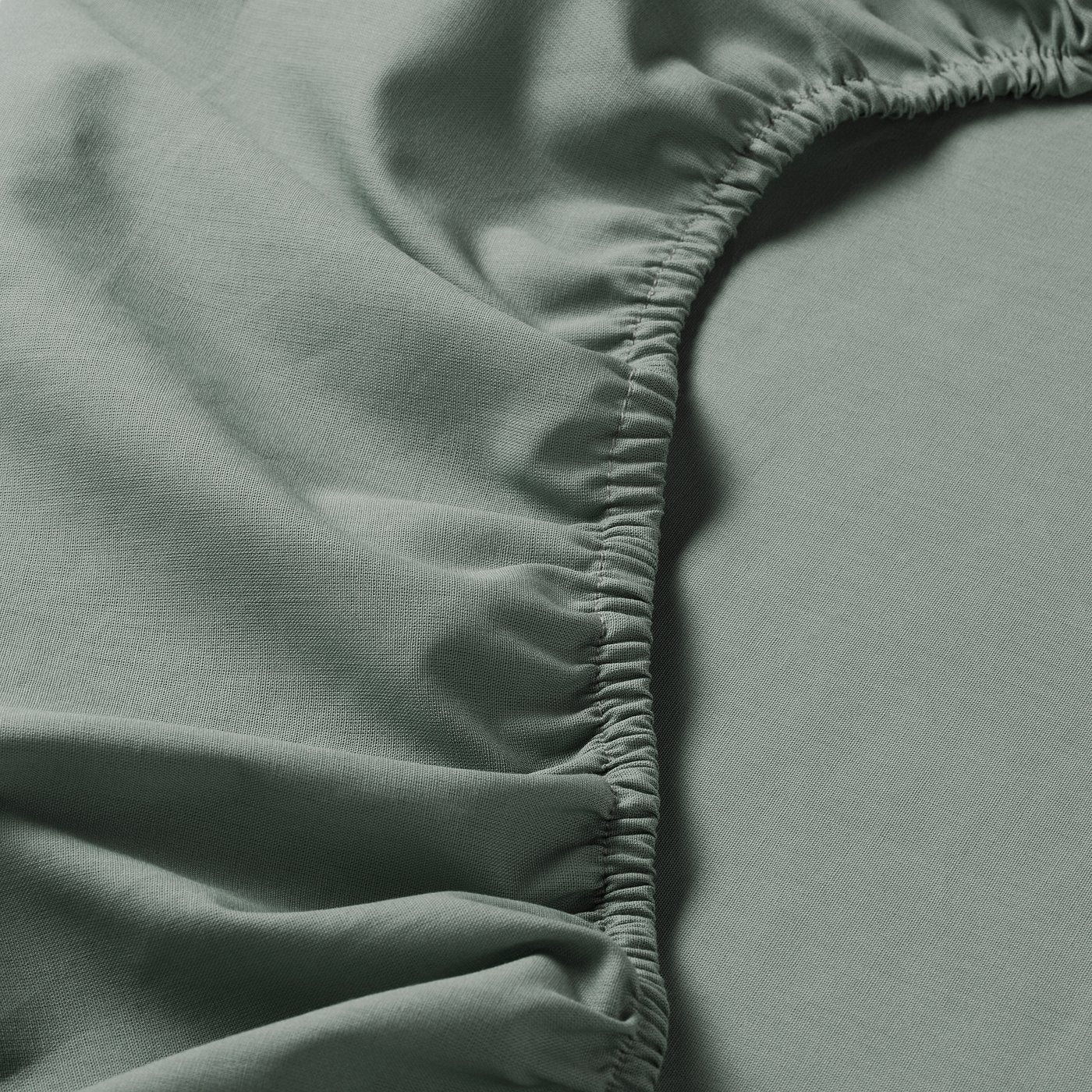 DVALA fitted sheet, grey-green, 160x200 cm