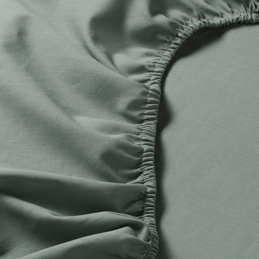 DVALA fitted sheet, grey-green, 90x200 cm
