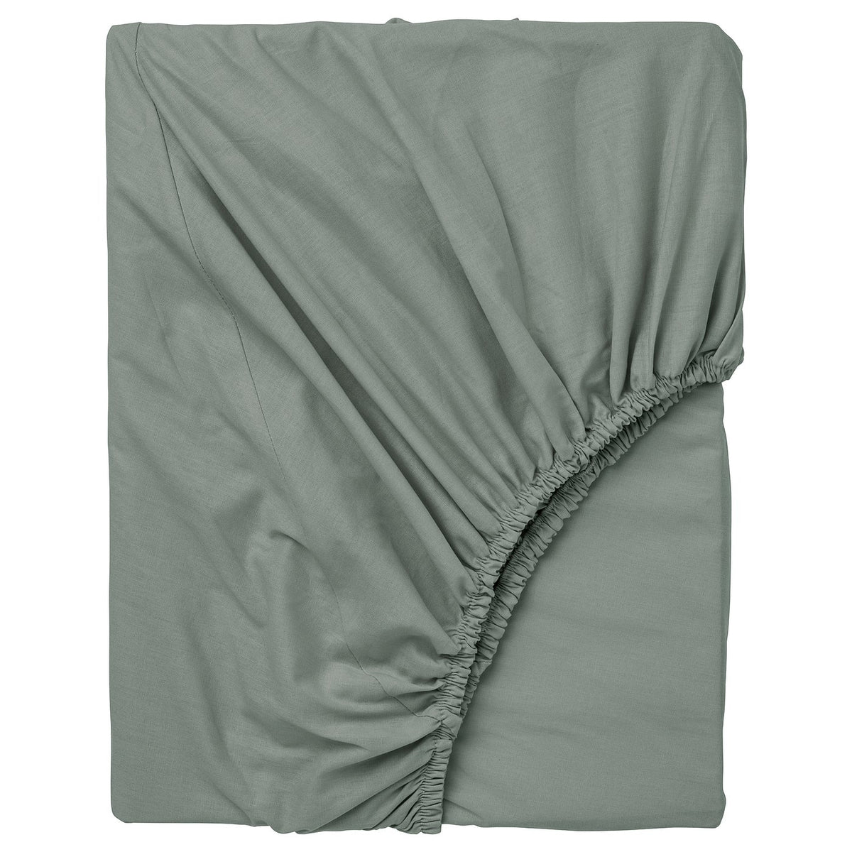 DVALA fitted sheet, grey-green, 140x200 cm