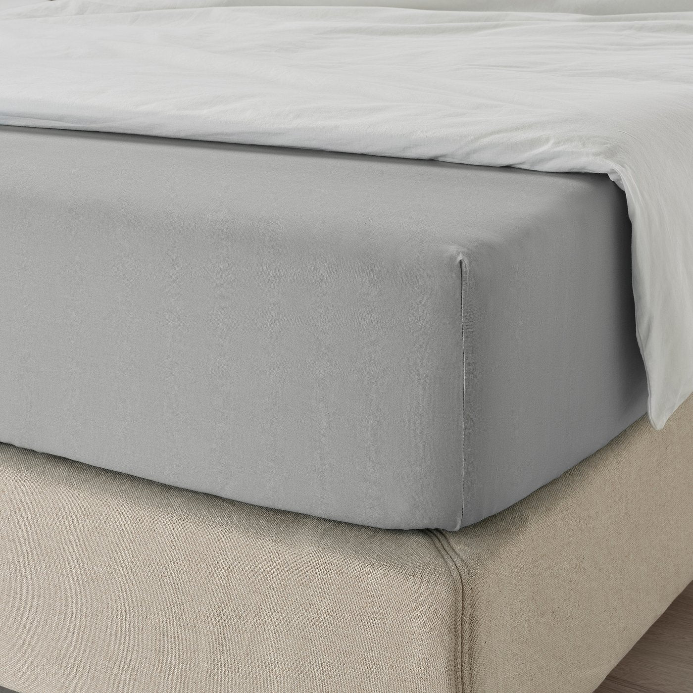 DVALA fitted sheet, grey, 90x200 cm