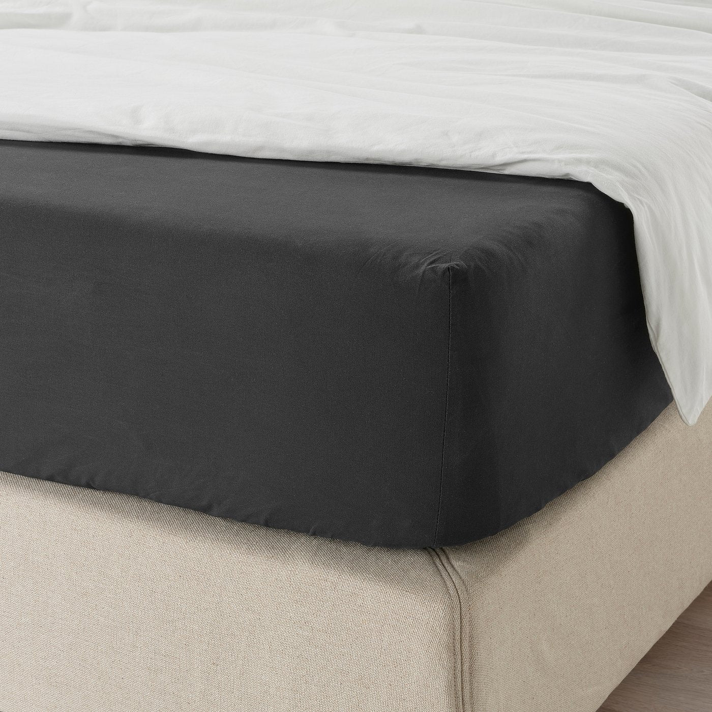 DVALA fitted sheet, black, 90x200 cm