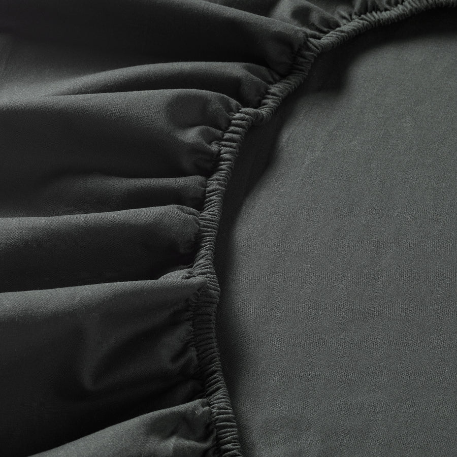 DVALA fitted sheet, black, 140x200 cm