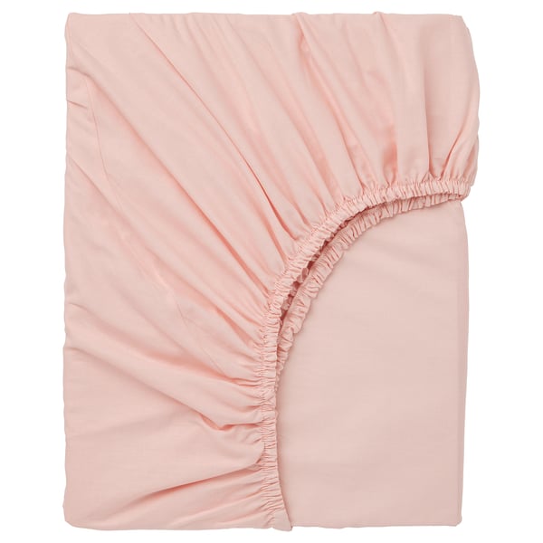 DVALA fitted sheet, light pink, 180x200 cm