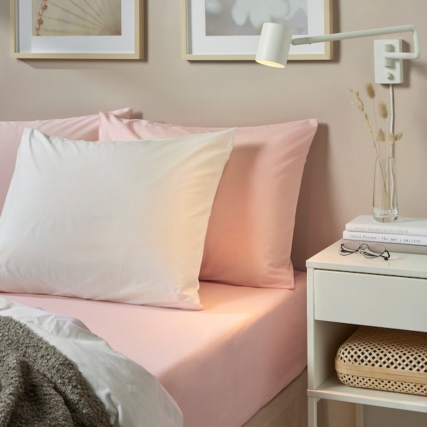 DVALA fitted sheet, light pink, 120x200 cm