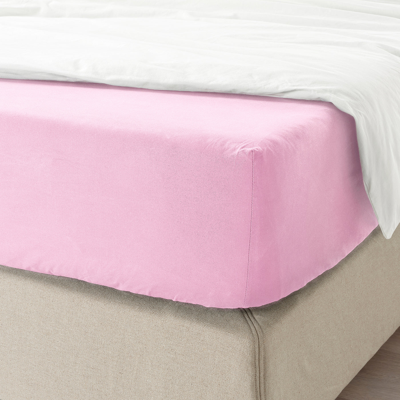 DVALA fitted sheet, pink, 180x200 cm