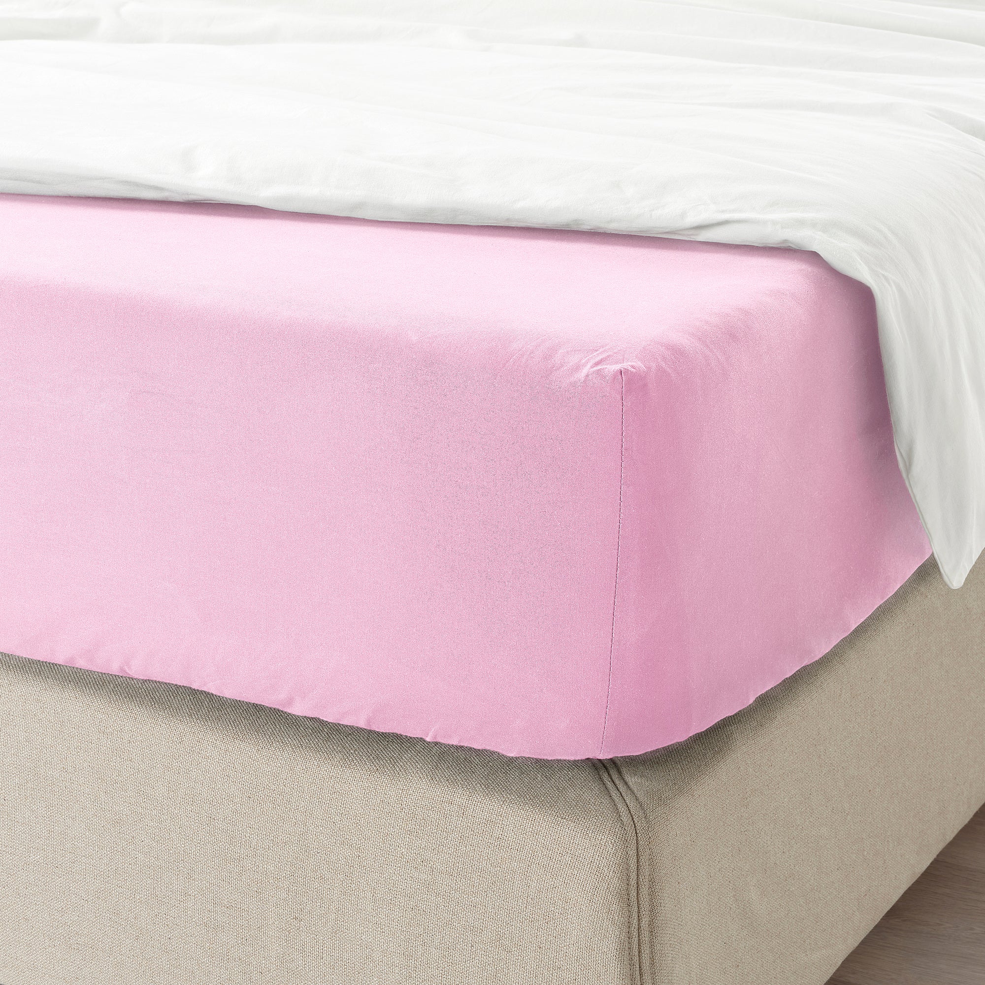 DVALA fitted sheet, pink, 180x200 cm