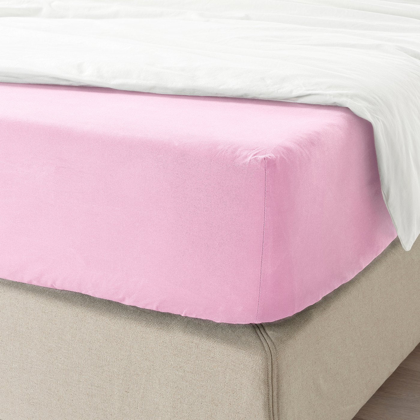 DVALA fitted sheet, pink, 160x200 cm