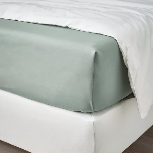 DVALA - Sheet, grey-green, 150x260 cm