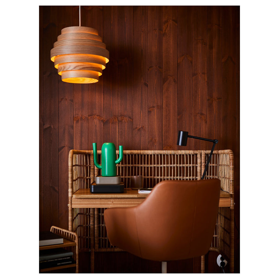 DYKARKLOCKA / HAVSDJUP pendant lamp, white stained oak veneer/white, 40 cm