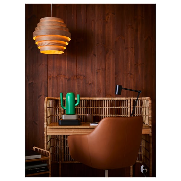 DYKARKLOCKA / HEMMA - DYKARKLOCKA / HEMMA Pendant lamp, white stained oak veneer/white, 40 cm