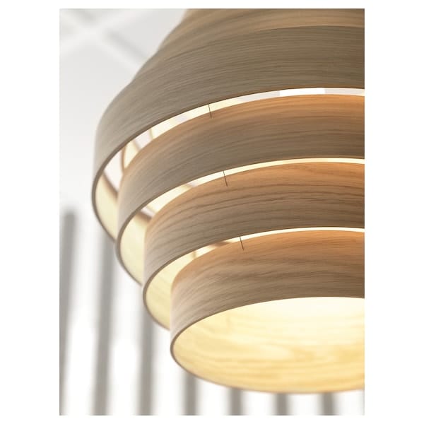 Ikea DYKARKLOCKA / HEMMA - Pendant lamp, white stained oak veneer/black, 40 cm