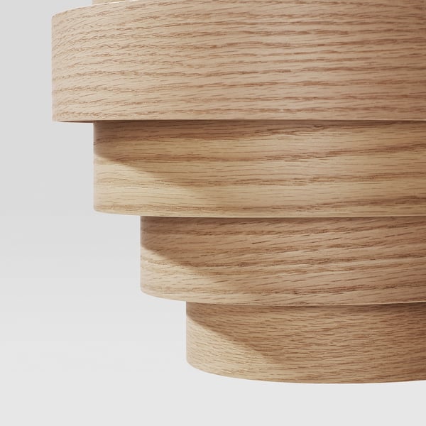 DYKARKLOCKA - DYKARKLOCKA Pendant lamp shade, white stained oak veneer, 40 cm
