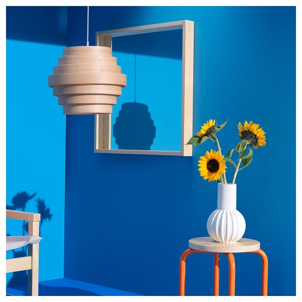 DYKARKLOCKA - DYKARKLOCKA Pendant lamp shade, white stained oak veneer, 40 cm
