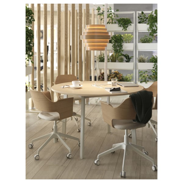 DYKARKLOCKA - DYKARKLOCKA Pendant lamp shade, white stained oak veneer, 40 cm