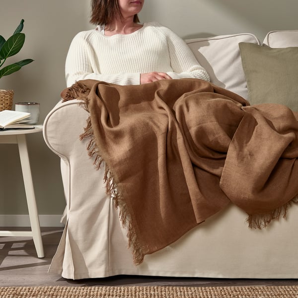 DYTÅG - DYTÅG Throw, light brown, 130x170 cm