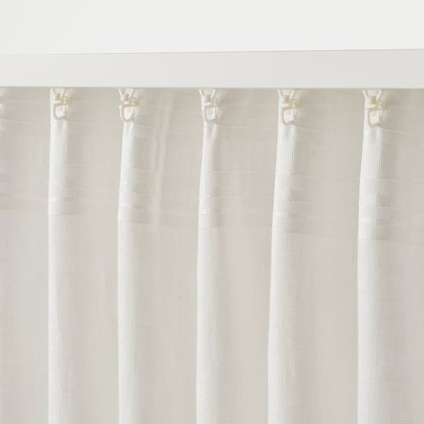 DYTÅG curtains, 1 pair, white/with heading tape, 145x300 cm