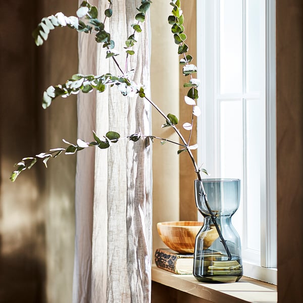 DYTÅG curtains, 1 pair, white/with heading tape, 145x300 cm