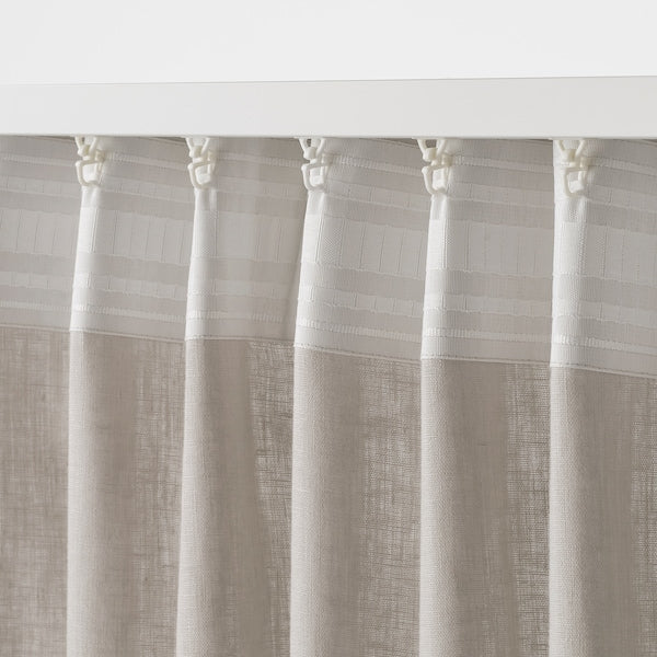 DYTÅG curtains, 1 pair, light grey/with heading tape, 145x300 cm