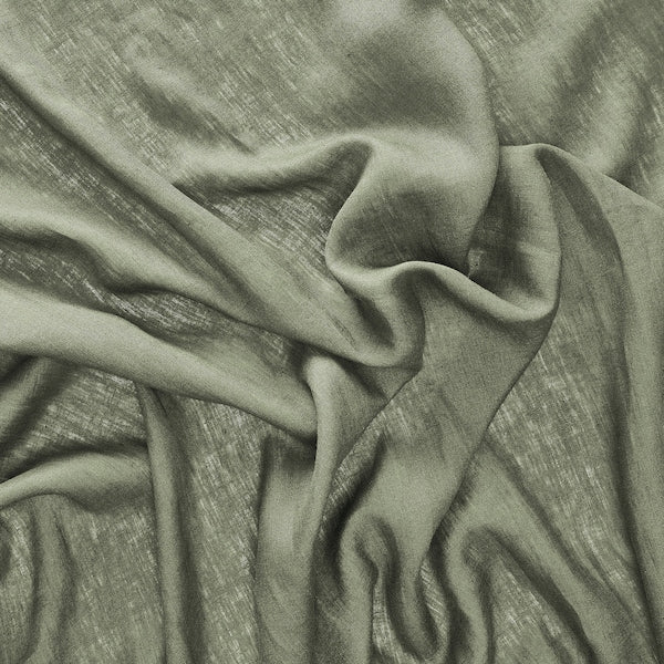 DYTÅG curtains, 1 pair, grey-green/with heading tape, 145x300 cm