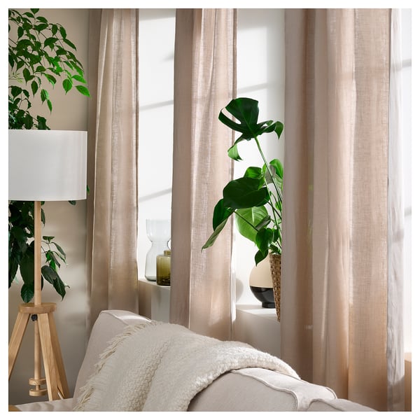 DYTÅG - Curtain, 2-ply, linen/with curtain tape,145x300 cm