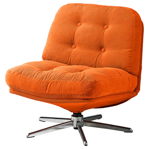 DYVLINGE swivel easy chair, Kelinge orange, 63x68x75 cm