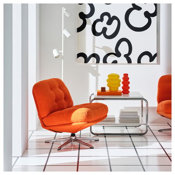 DYVLINGE swivel easy chair, Kelinge orange, 63x68x75 cm