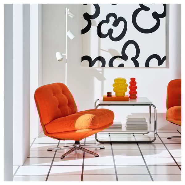 DYVLINGE swivel easy chair, Kelinge orange, 63x68x75 cm