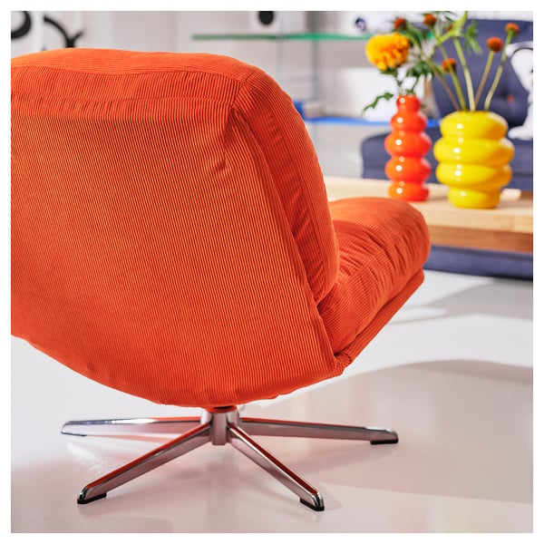 DYVLINGE swivel easy chair, Kelinge orange, 63x68x75 cm