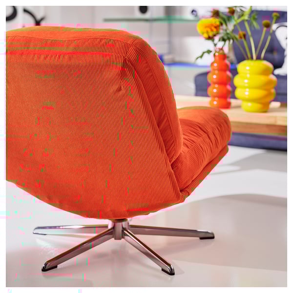 DYVLINGE swivel easy chair, Kelinge orange, 63x68x75 cm