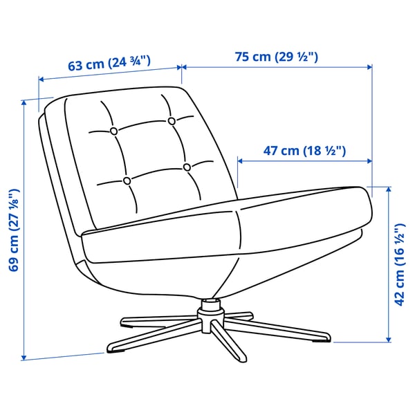 DYVLINGE swivel easy chair, Kelinge black, 63x68x75 cm