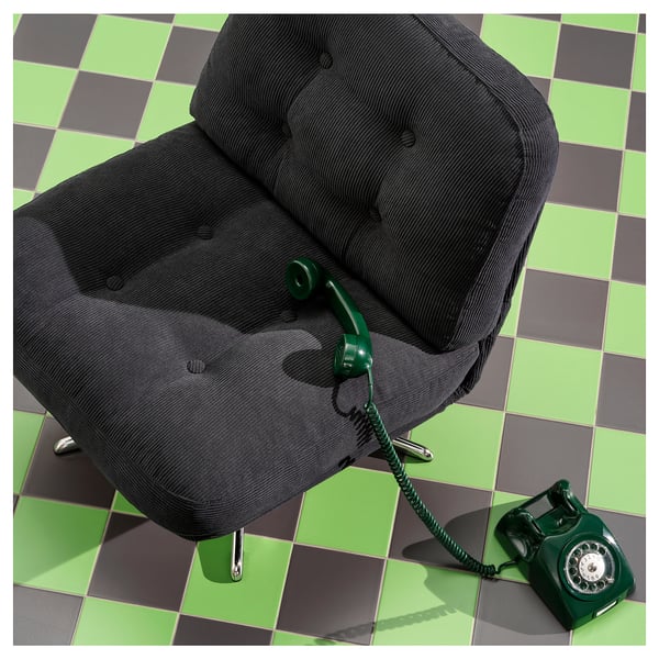 DYVLINGE swivel easy chair, Kelinge black, 63x68x75 cm