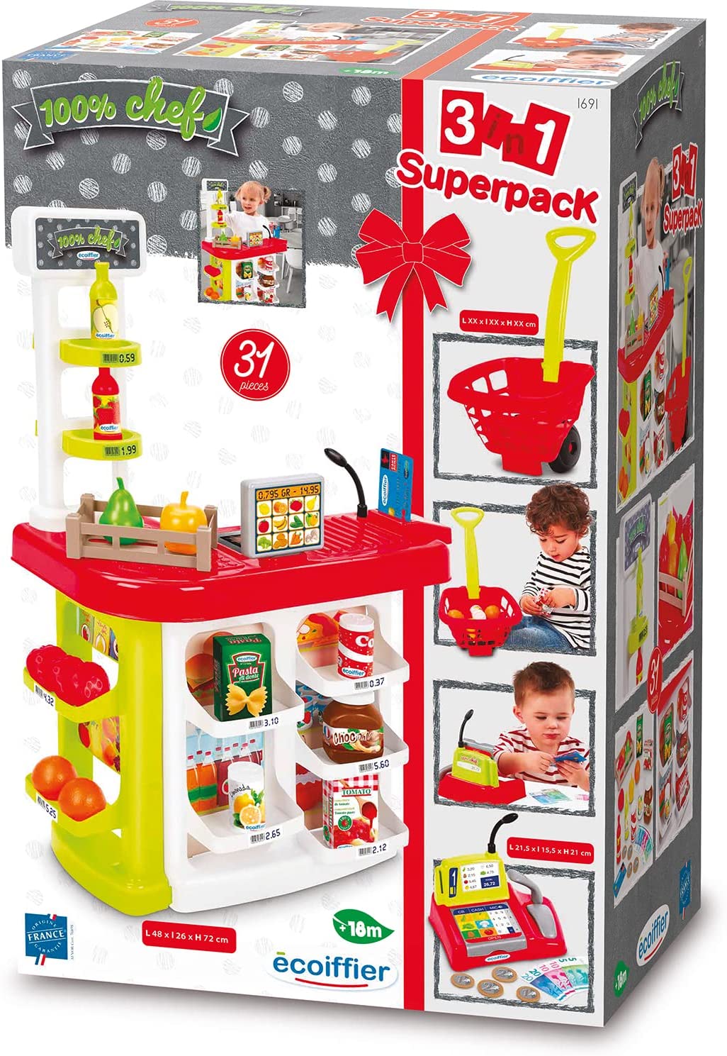 100% Chef Super Market 3-in-1 (with cart and cash register)