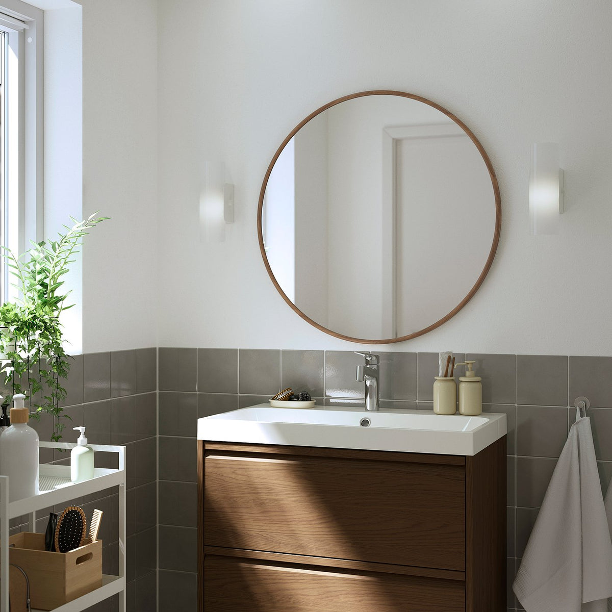 EDSGARN mirror, walnut effect, 80 cm
