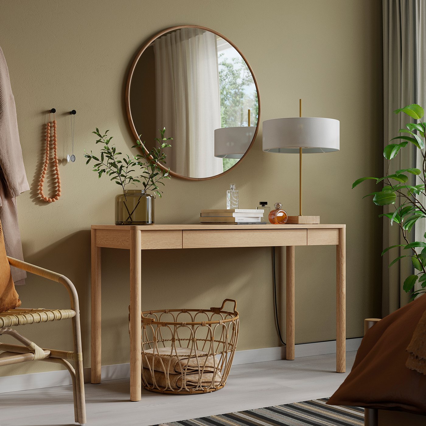 EDSGARN mirror, walnut effect, 80 cm