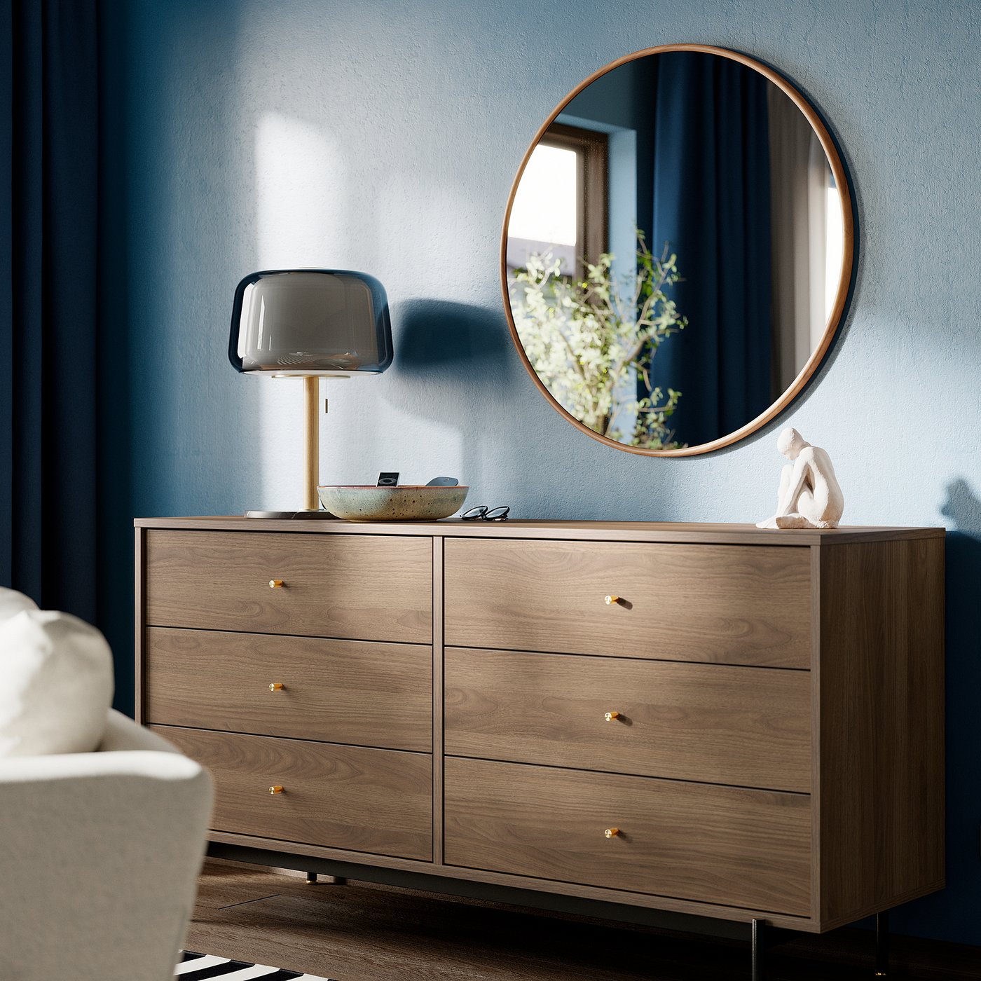 EDSGARN mirror, walnut effect, 80 cm