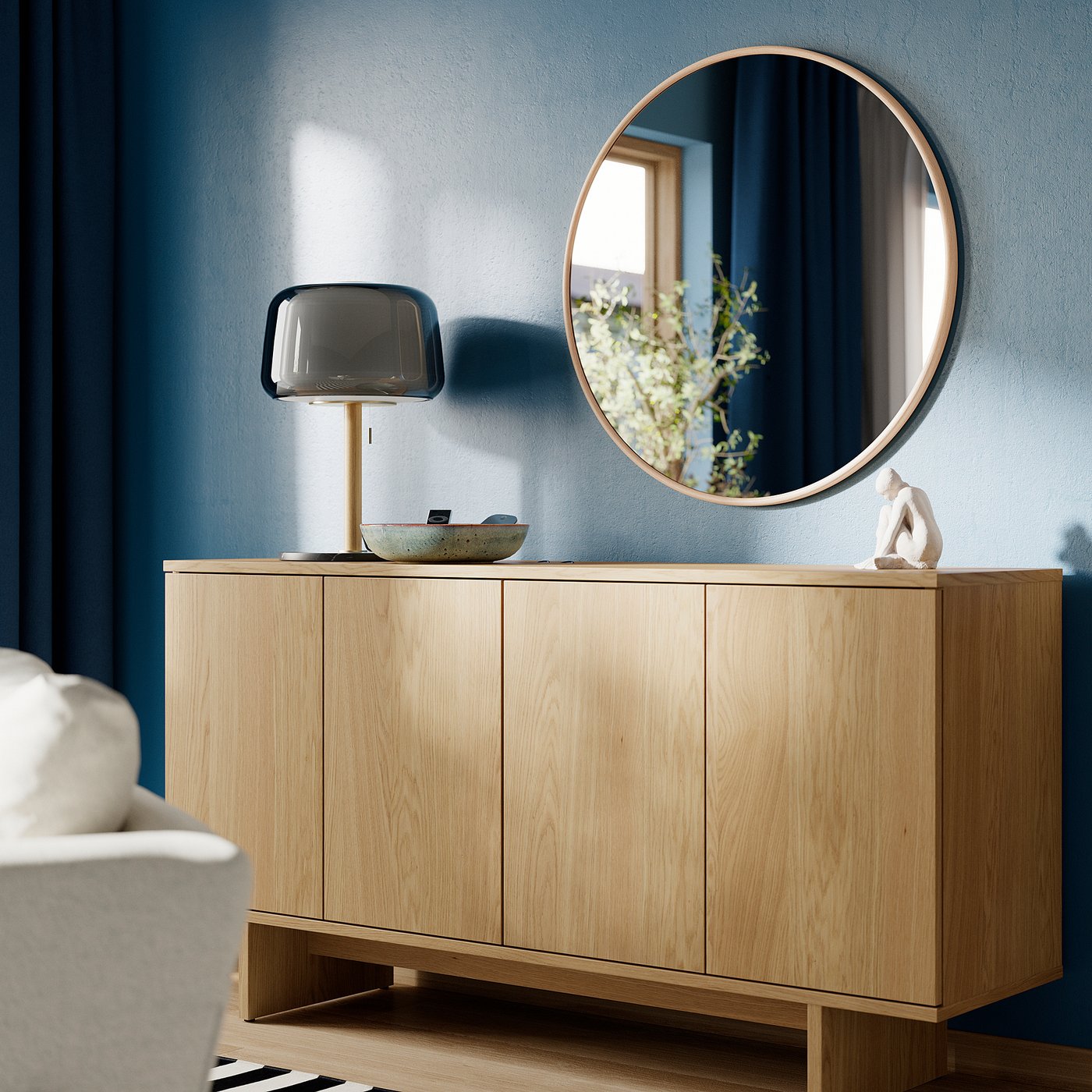EDSGARN mirror, oak effect, 80 cm