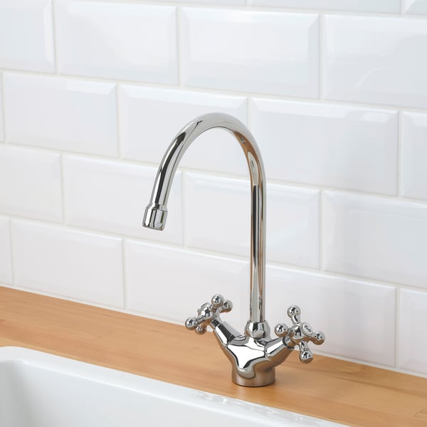 EDSVIK dual-control kitchen mixer tap, chrome-plated