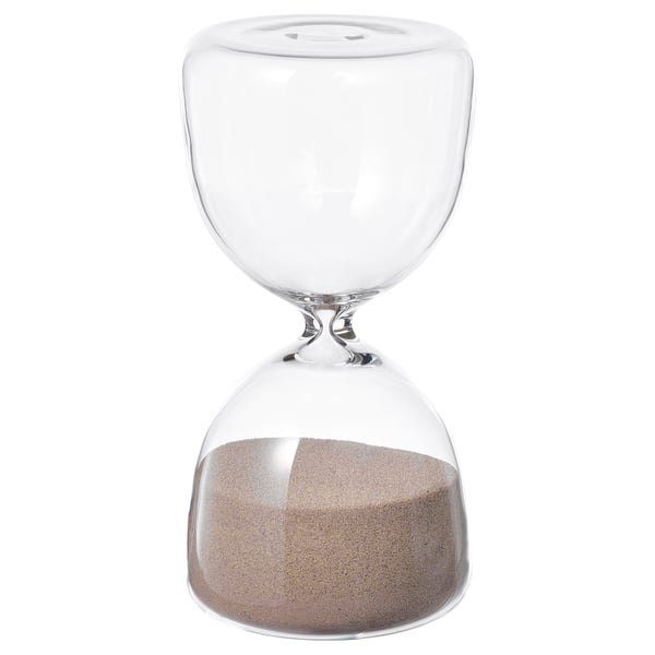 EFTERTÄNKA decorative hourglass, clear glass/sand, 15 cm